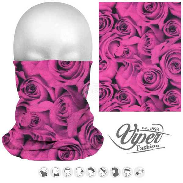Viper Fashion 9in1 Multipurpose Microfiber Tube Scarf, Pink Rose